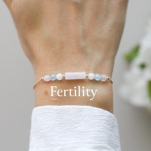 Handmade Bracelet For Fertility, Rose Quartz, Moonstone, Aquqmarine 4mm Crystals, IVF, Fertility Support, Fertility Crystals