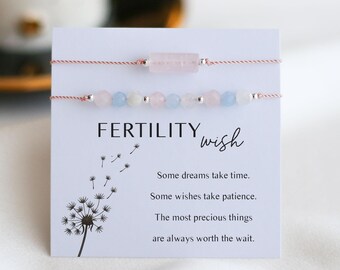 Braccialetto con cristalli "cordone dei desideri per la fertilità" - Idea regalo per chi cerca supporto nella fecondazione in vitro e nel concepimento.