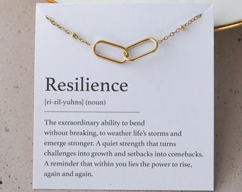 Regalo di resilienza - Braccialetto della forza, Collana ispiratrice, Gioielli di affermazione, Regali di gioielli di resilienza per lei, Supporto nei momenti difficili