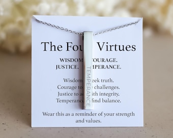 Collar de barra de las Cuatro Virtudes: regalo de filosofía estoica, un regalo inspirador para él o ella.