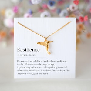 Collar de colibrí, símbolo de resiliencia: regalo para tiempos difíciles, collar de fortaleza