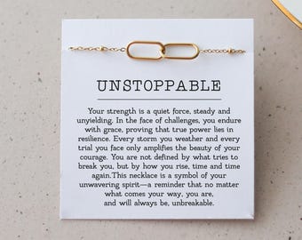 Gepersonaliseerde onstuitbare armband of ketting – krachtcadeau voor haar, veerkrachtcadeau voor moeilijke tijden