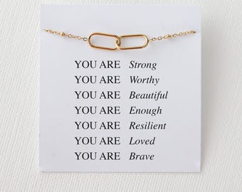 Empowerment Bracelet – You Are Strong Worthy Loved, Affirmation Gift for Her, Resilience and Self-Worth Jewelry