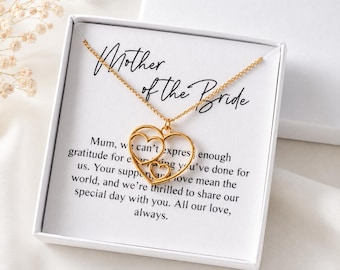 Mother of the Bride Necklace – Two Hearts Pendant, Wedding Gift from Daughter