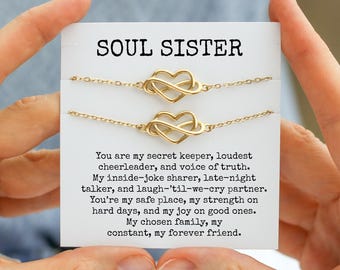 Soul Sister Bracelet Set – Set of 2 Heart Infinity Bracelets for BFF