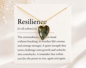 Resilience Crystal Heart Necklace – Gift For Strength, Protection, New Beginnings