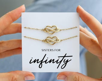 Gift For Sister – Sisters for Infinity Matching Heart Infinity Bracelet Set of 2