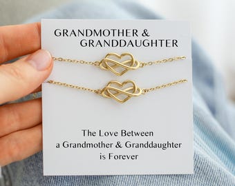 Grandmother and Granddaughter Bracelet Set – Set of 2 Heart Infinity Bracelets