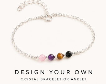 Custom Crystal Bracelet or Anklet - Create Your Own Crystal Chain Jewelry - 4mm