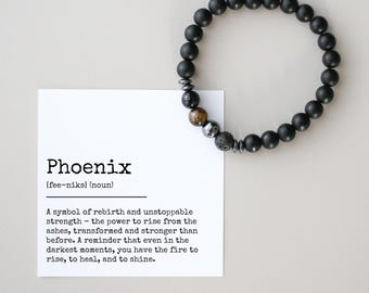 Phoenix Armband - 6 mm - Schutz Armband - Stärke Armband, Erdung, Stretch Kristall Armband für Männer oder Frauen, Heilung Schmuck
