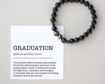 Regalo de graduación para él: pulsera de cristal para hombre, regalo "Lo lograste" para su hijo.