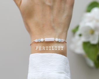 Braccialetto di cristallo per la fertilità - Quarzo rosa, pietra di luna, acquamarina - TTC