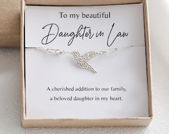 Regalo de boda para nuera, pulsera o collar de colibrí, plata de ley