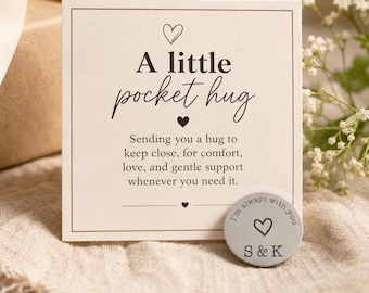 Custom Pocket Hug Token – Personalized Engraving, Send a Hug, Pocket Keepsake, Comfort Token, Long Distance, Tough Times Support Tiny Gift