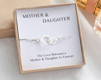 Pulsera de plata de ley para madre e hija: regalo ideal para cumpleaños, bodas, Navidad o cualquier otra ocasión especial.