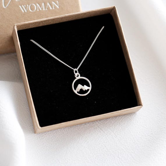 Sterling Silver Mountain Necklace: Nature Travel Lover Gift