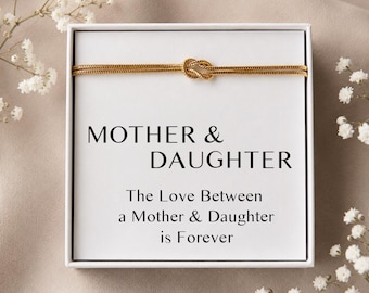 Mother and Daughter Knot Bracelet with Birthstone