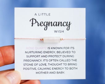 Pregnancy Wish Crystal Cord Bracelet: Rose Quartz - IVF Support Gift