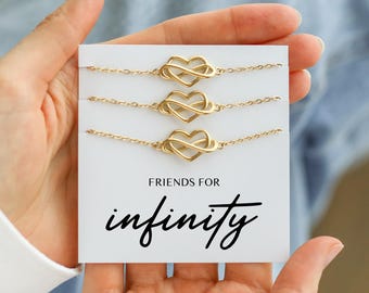 Gift For Three Friends – Friends for Infinity Matching Heart Bracelet Set of 3