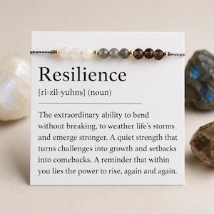 Resilience Geschenk - Angst Kristall Kordel Armband: Mondstein, Labradorit & Rauchquarz