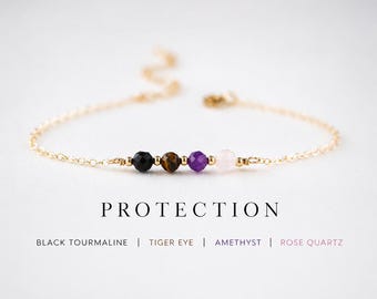 Empath Protection Bracelet - Crystals Jewelry, Black Tourmaline Protection, Gift for Empaths
