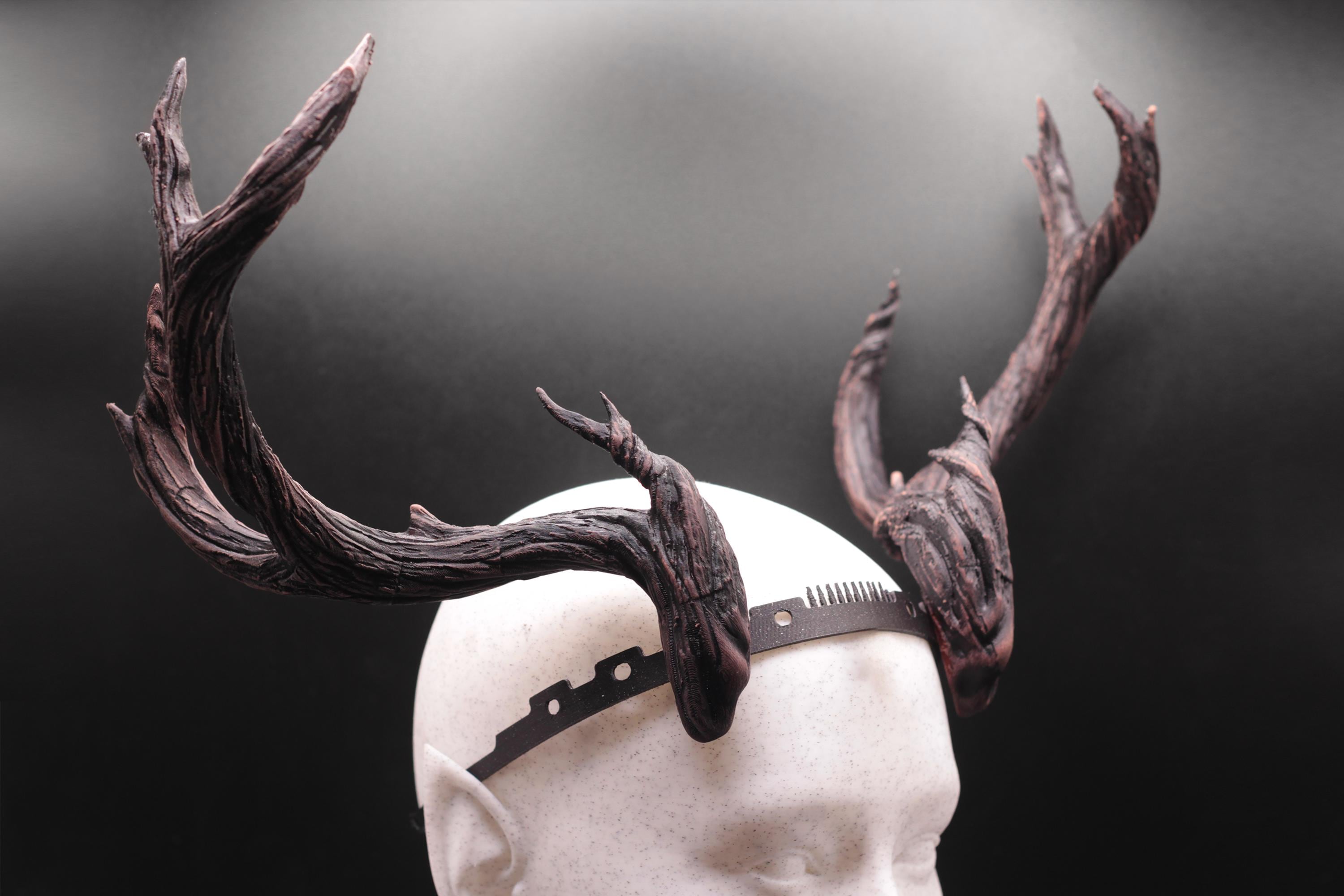 Black Deer Antlers Headband Gothic Reindeer Horns Elf Crown for Women Girls Amazon.com : MOSTORY Gothic Elf Antler Crown - Black Deer  main image 2
