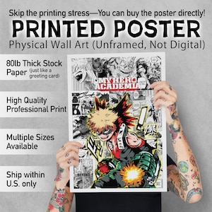 My Hero - Anime Poster - Printed Poster Wall Art Anime Gift Anime Poster Manga Panels Anime Art Anime Print -