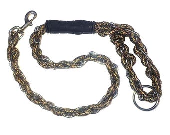 Rope Leash with Stainless Steel Chain and Hand Loop