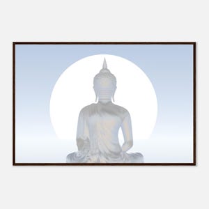 Buddha Wall Art Premium Carta Opaca Poster Con Cornice In Legno Meditazione Yoga Consapevolezza Pace Trascendenza
