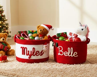 Personalized Christmas Basket: Holiday Decor, Kids Gift Basket