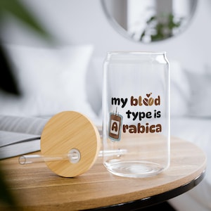 Coffee Lover Sipper Glass: 16oz Clear Glass Tumbler with Lid