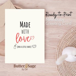 Carte de voeux drôle pour nouveau-né Carte de baby shower imprimable Carte de félicitations pour nouveau-né en téléchargement numérique Cadeau pour bébé neutre en matière de genre
