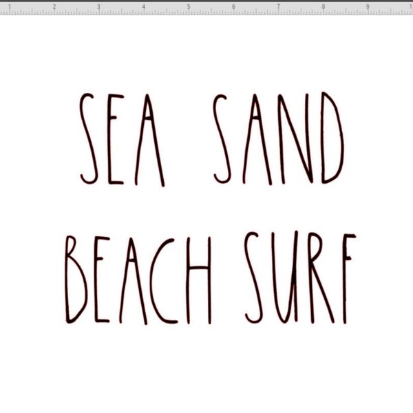 Rae Dunn inspired Sea Surf Sand Beach vinyl decal