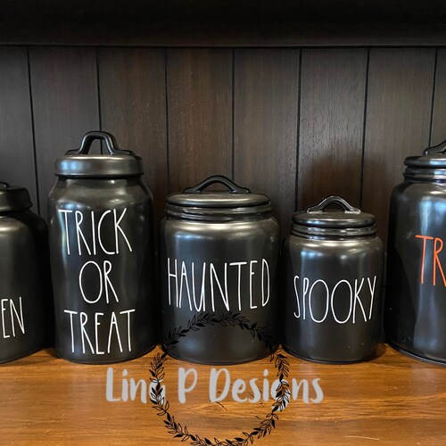 Rae Dunn tricks and treats Halloween canister