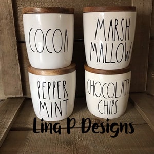 Rae Dunn inspired cocoa bar decals marshmallow cocoa chocolate chips cocoa for small salt pepper cellar you choose