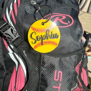 Acrylic softball bag tag / bag tag zipper charm