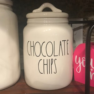 Rae Dunn inspired chocolate chips  Brown Sugar or powdered sugar vinyl decal you choose.
