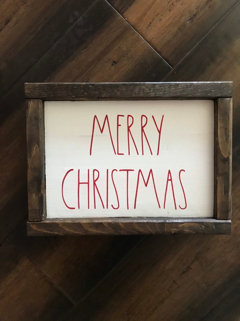 Rae dunn font inspired merry christmas wooden sign Etsy
