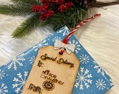 Wooden engraved handmade personalized Santa gift tag Christmas ornaments garland gift tag stocking tag stocking name