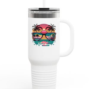 Personalized 40oz Tumbler with Handle & Straw, Laser Engraved Stainless Steel Tumbler,  Christmas Gift, Personalized Tumbler with Pictures