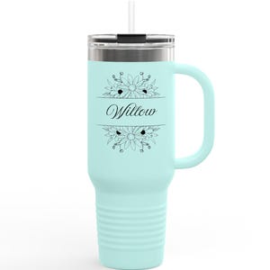 Custom Engraved Stainless Steel 40 oz Tumbler with Handle, Insulated Tumbler with Logo, Custom Text, Anniversary Gift, Christmas Gift