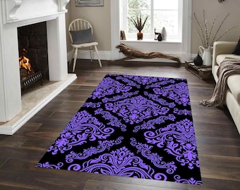 Blue Area Rug, Royal Blue Rug, Baroque Pattern Rug, Luxury Living Room Rug, Elegant Blue Decor, Vintage Style Rug, Classic Damask Rug