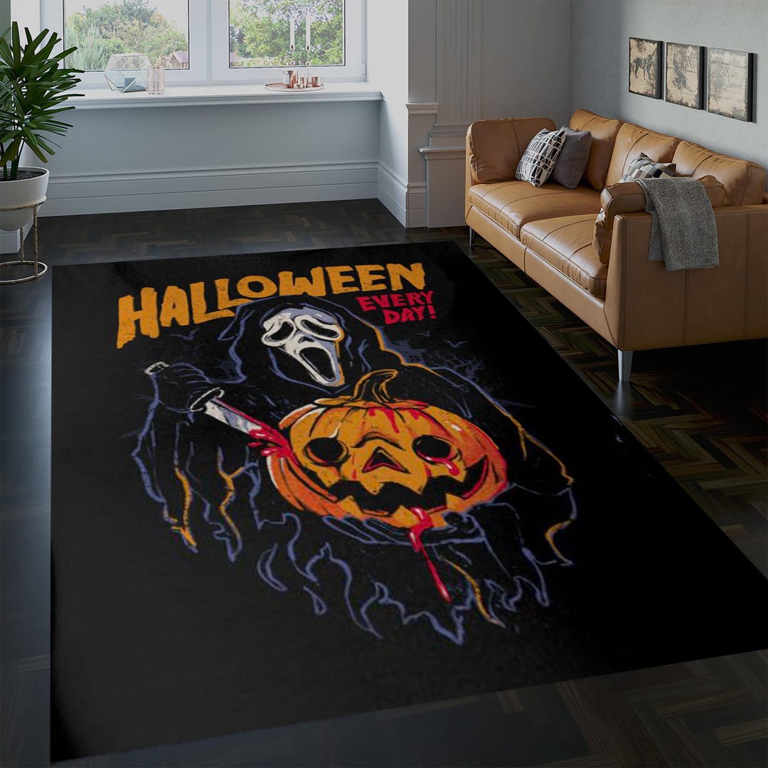 Halloween Rug, Scary Rug, Ghostface Rug, Horror Rug, Pumpkin Rug,spooky ...