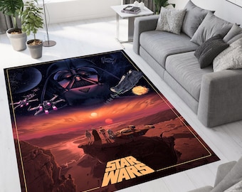 Star Wars Rug, Sci-Fi Carpet, Galaxy Theme Rug, Movie Poster Rug, Darth Vader Decor,  Space Decor, Geeky Home Rug, Star Wars Room Decor,Gift