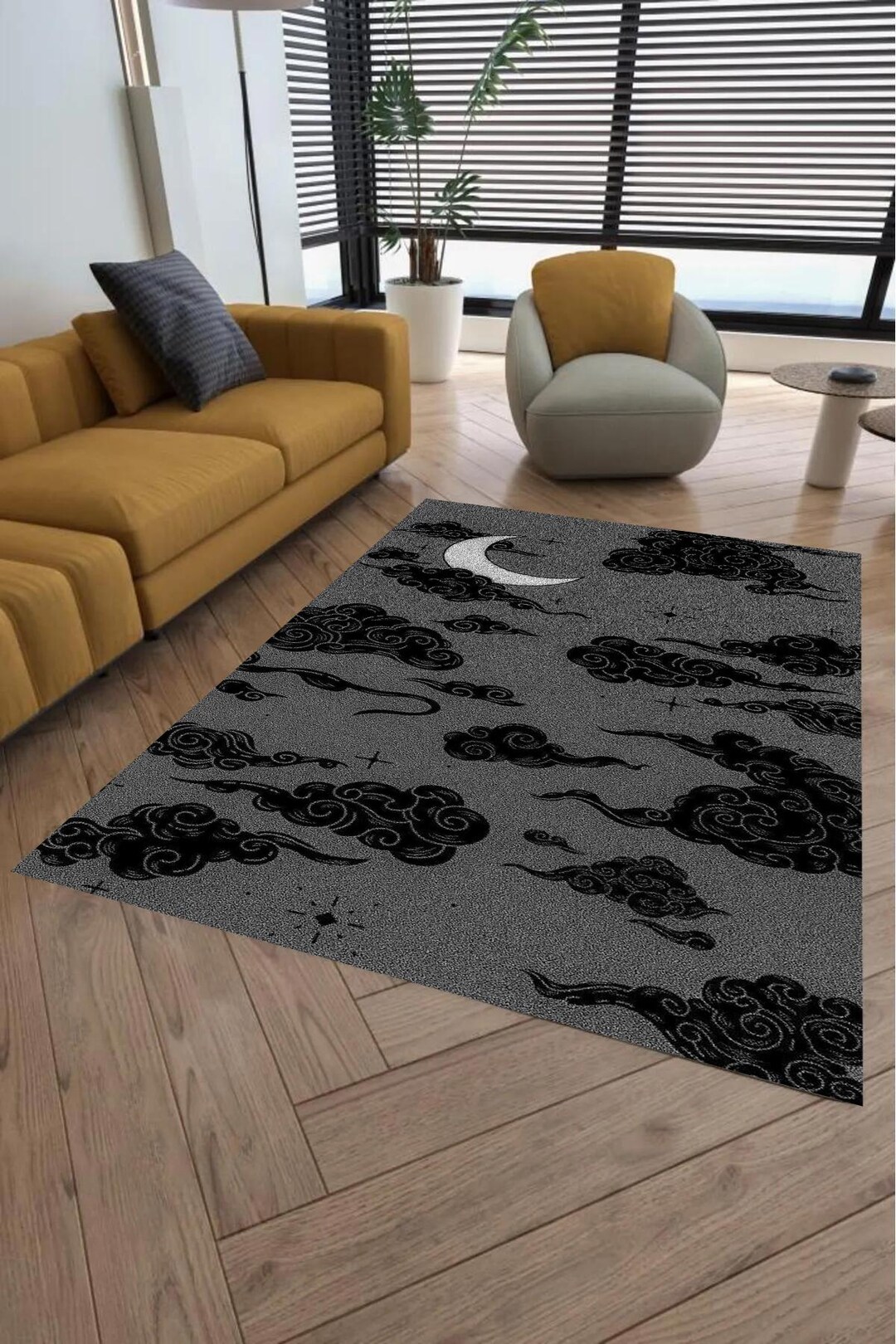 Moon Face Rug Moon Phase Rug, Dark Moon Decor, Night Sky Rug, Mystic Moon Rug ...