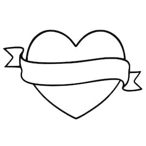 Heart with Banner SVG: Valentine&#39;s Day Cut File (Digital Download)