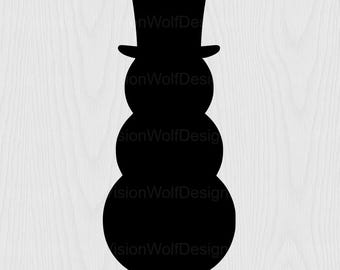 Silhouette di pupazzo di neve SVG / File di taglio del pupazzo di neve di Natale / Clipart Cricut invernale / Forma semplice del pupazzo di neve per lavoretti e magliette / eps png svg dxf