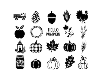 Pacchetto SVG Fall Essentials / 20 file di taglio autunnali svg, png, eps e dxf per Cricut e Silhouette