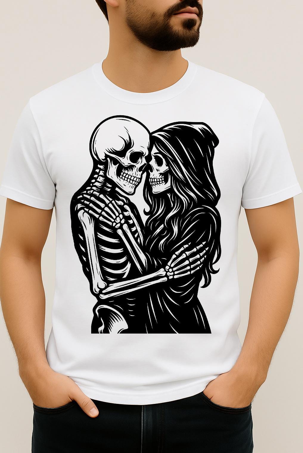 kuo_yu_edwardJB74W刻印式スケルトンリッド&ステッカー Skeleton Lovers Embrace SVG | Gothic Skeleton Couple Vector