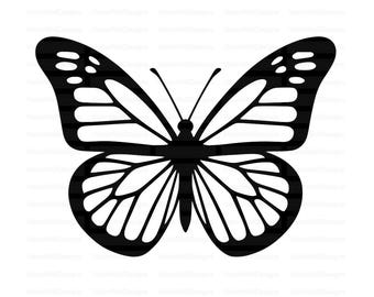 Farfalla monarca SVG PNG / File di taglio farfalla, stencil per tatuaggi, Cricut, taglio laser vettoriale / Download digitale